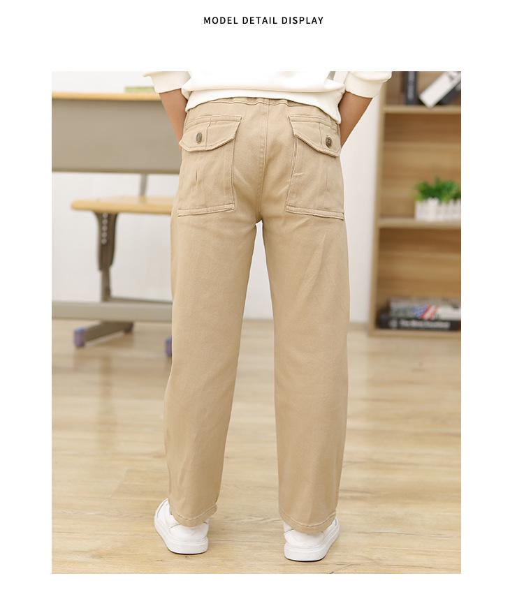 Khaki School Uniform Pants for Primary and Middle School: Boys' Spring/Autumn Cotton Casual Pants & Girls' Stretch Cotton Long Pants