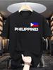 100 Cotton Unisexs Casual Loose And Fashionable Philippine Flag Pattern Printed Comfortable Short Sleeved Round Neck Tshirt Top