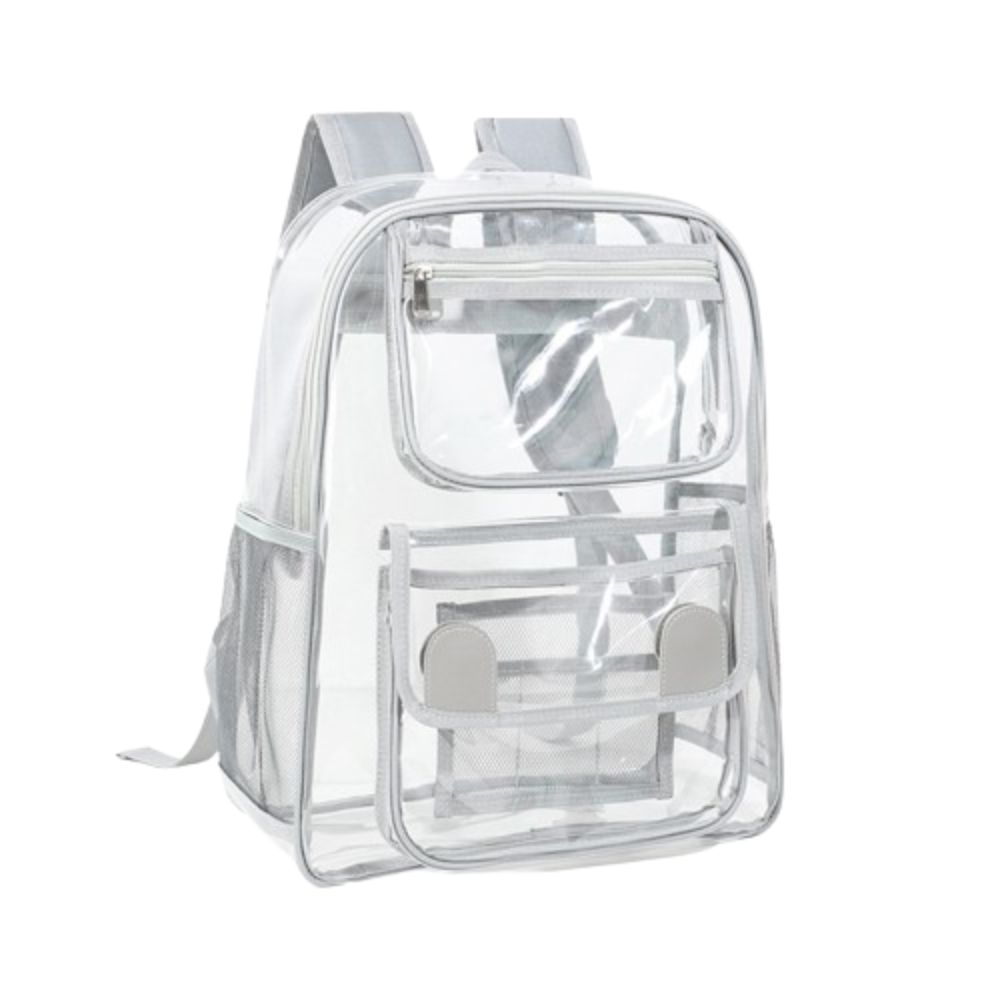 

Large Capacity Students School Bag Zipper PVC Backpack Fashion Outdoor Sport Bag Travel серый