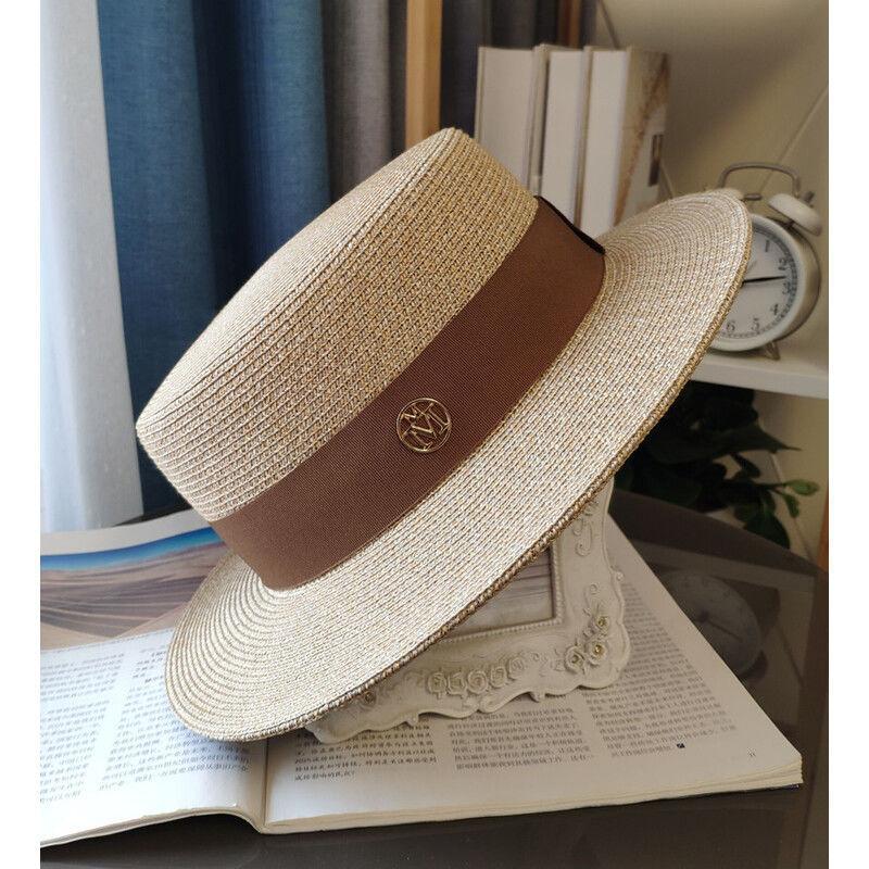 French design new M standard flat top flat edge hat women's spring summer sunscreen sunshade retro hat fashion travel hat
