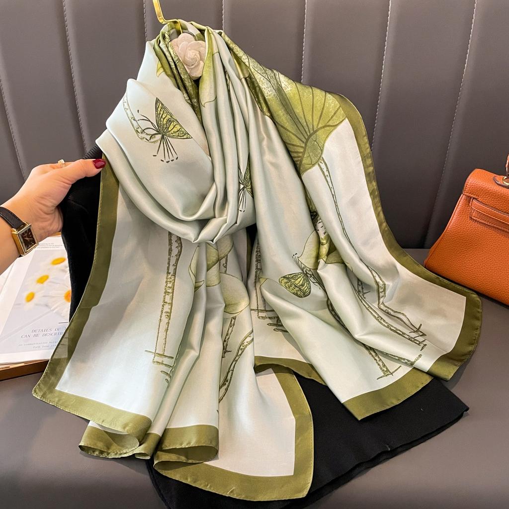 The new printing silk scarf spring and summer outside take sunscreen scarf beach towel thin section warm neck temperament versatile ladies