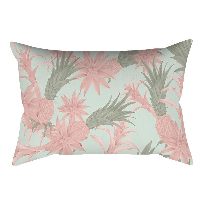 Home Flower and Green Plant Rectangular Waist Pillowcase, Peach Skin Velvet Digital Printed Throw Pillow, Office Waist Cushion Cover
