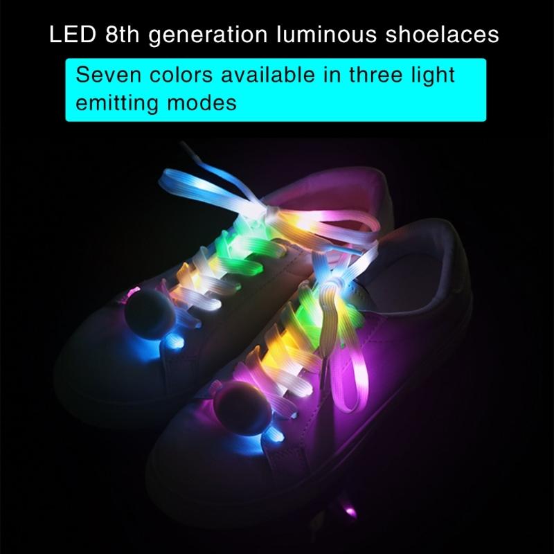 1 Pair LED Light Up Shoelaces for Night Running, Party, Mutlicolor Lighting Shoe Laces Glow Shoe Laces for Sneaker