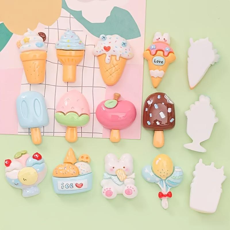 Cartoon Glossy Ice Cream Cone Popsicle Resin DIY Cream Glue Handmade Hair Clip Accessories