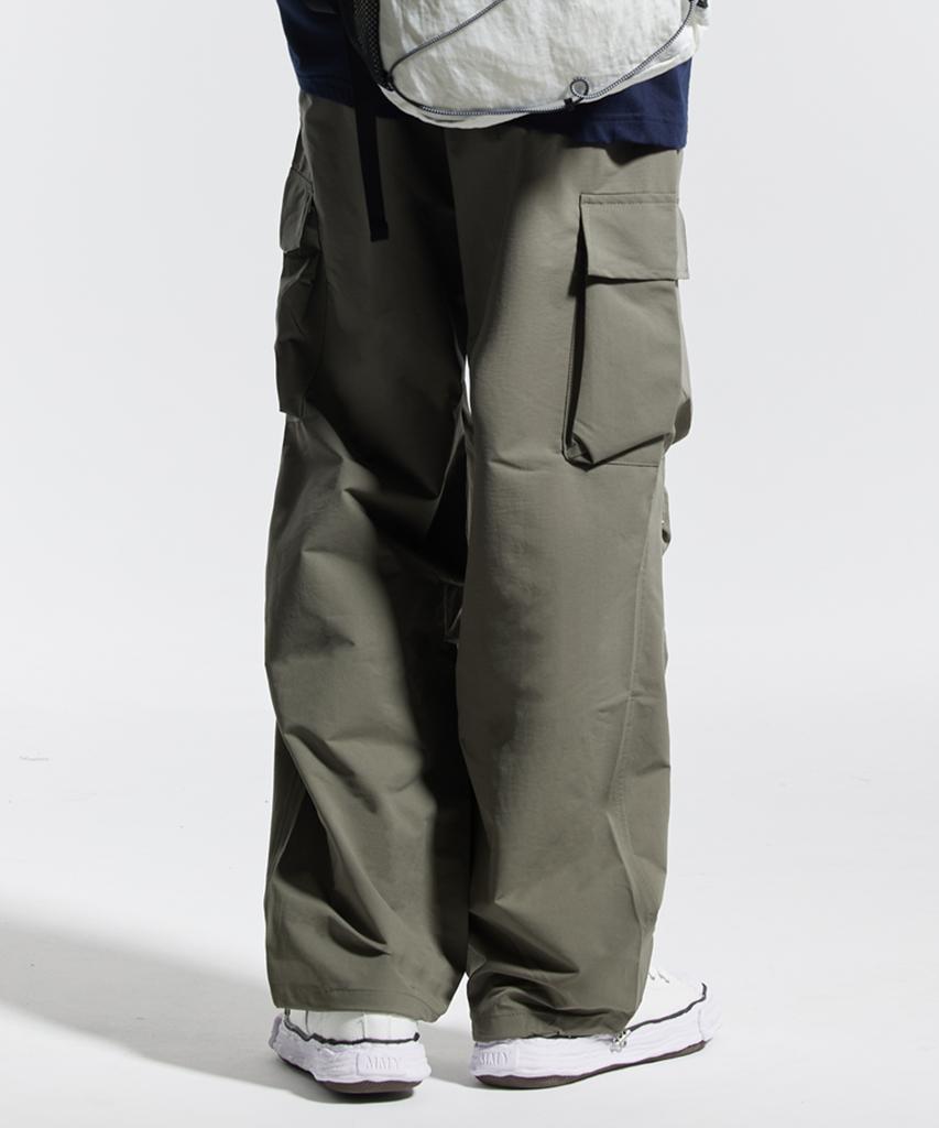 CREAM SODA LAB Wide Parachute Cargo String Four-Way Stretch Rivet Pants