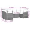 6-teiliges Gartensofa-Set mit Kissen Hellgrau Poly-Rattan