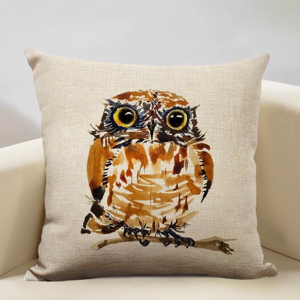 Lovely Animal Owl Cushion Cover 45x45cm Linen Pillow Case Sofa Pillowcase Suitable for All Kinds of Occasions Bar Decoration