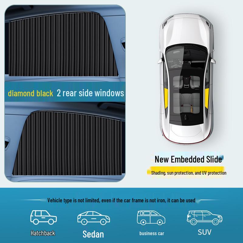 

Car Window Sunshade with Sliding Rail and Heat Insulation