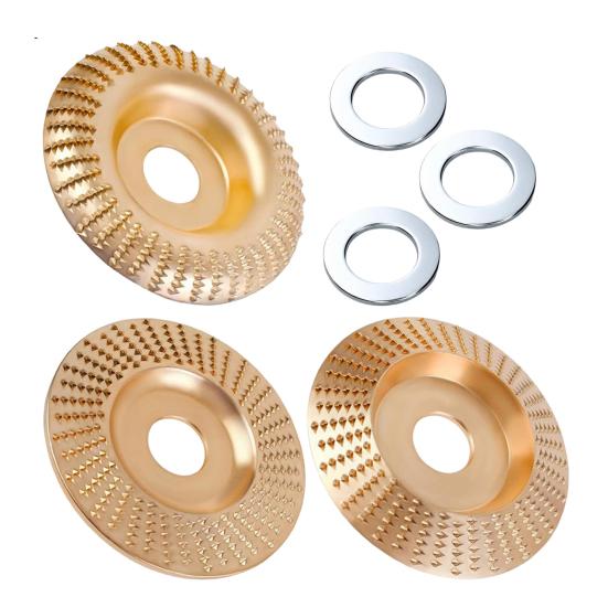 3Pcs Angle Grinder Polishing Pad, Wide Angle Grinder Compatible 4-4.5 Inch with Adapters, Curved Grooved Anti-Clog Teeth for Engraving Polishing