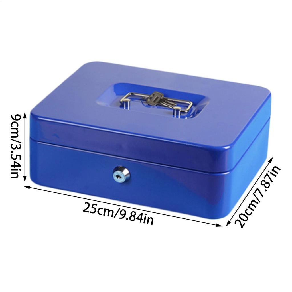 Small Cash Box Metal Safe Carrying Handle Lockable Money Organizer Coin Jewelry Document Valuables Storage For Home Dorm College