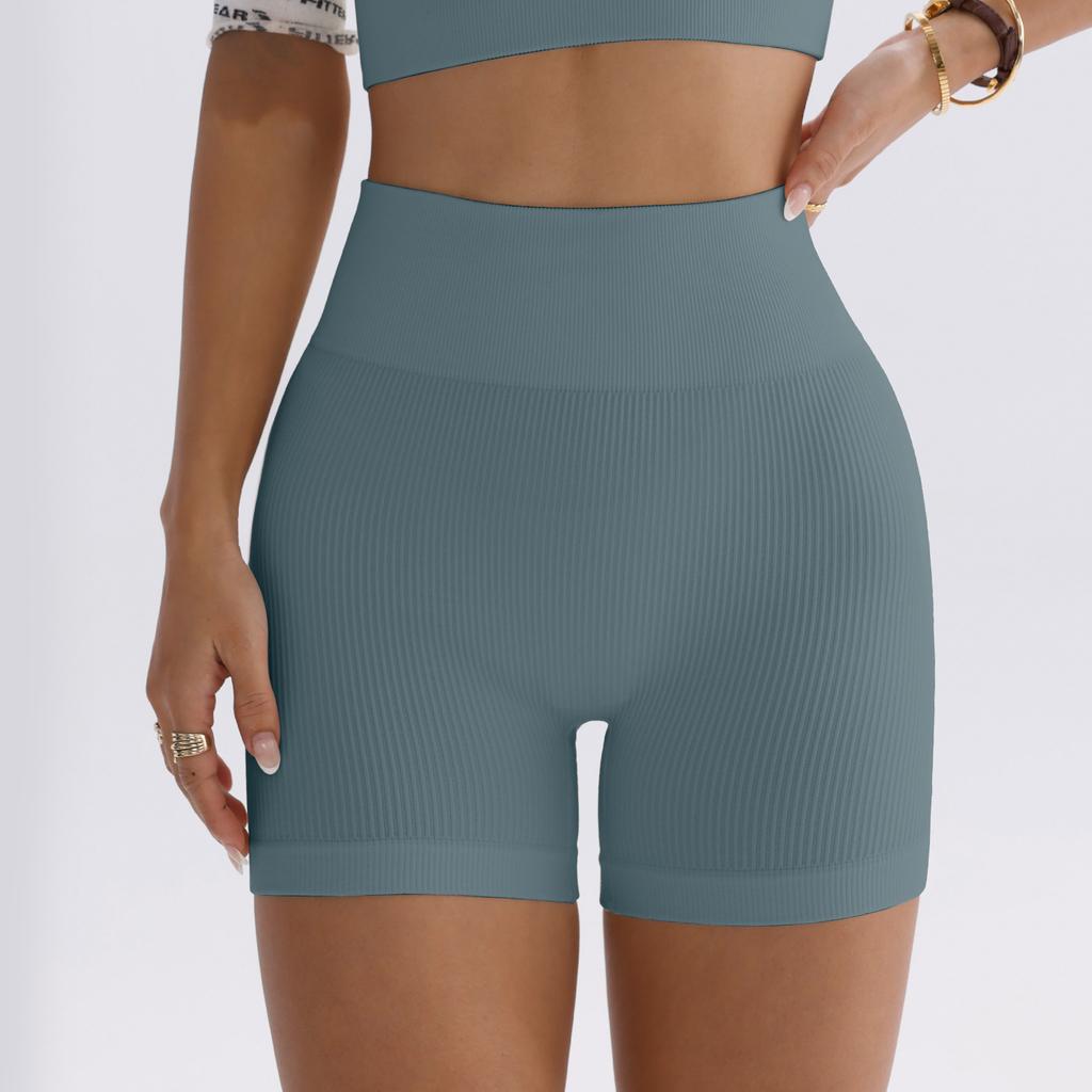 Sports shorts European and American hip lift high waist yoga pants women's peach hip tight three-point quick-drying threaded fitness shorts