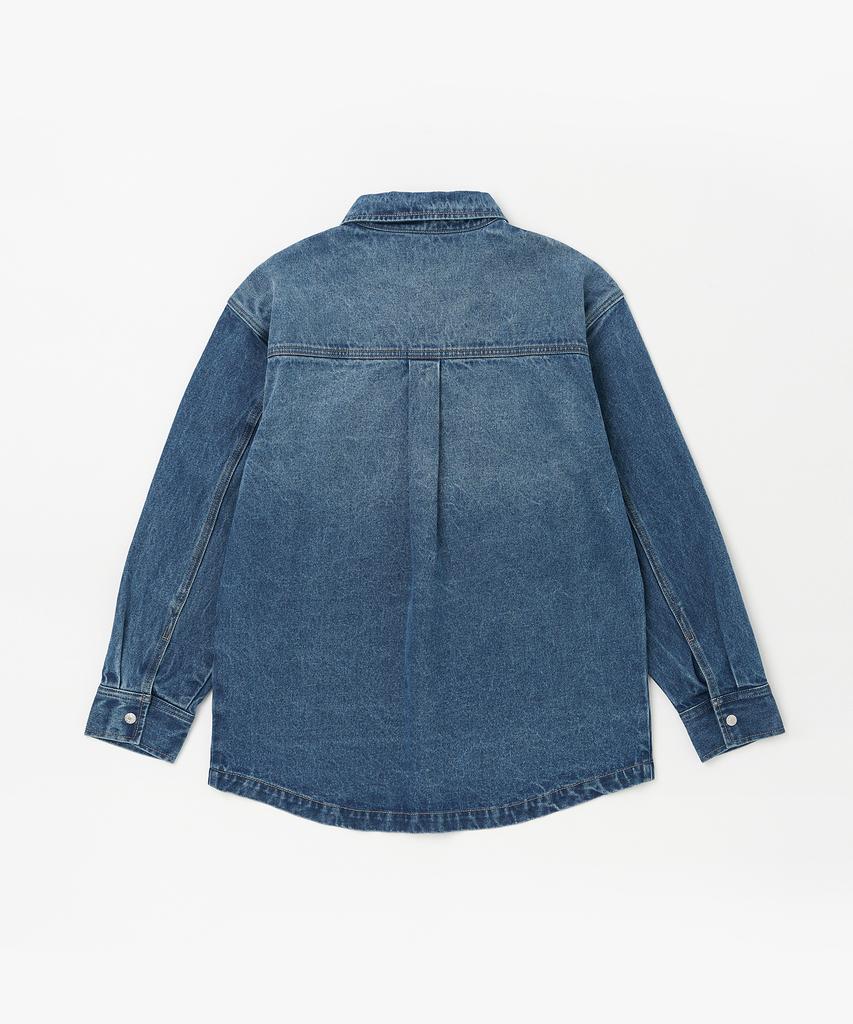 Plac Washed Denim Shacket Mid Blue