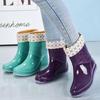 Women's Jelly Non-Slip Waterproof Rain Boots - Thick, Wear-Resistant, Short Tube Rubber Shoes for Summer