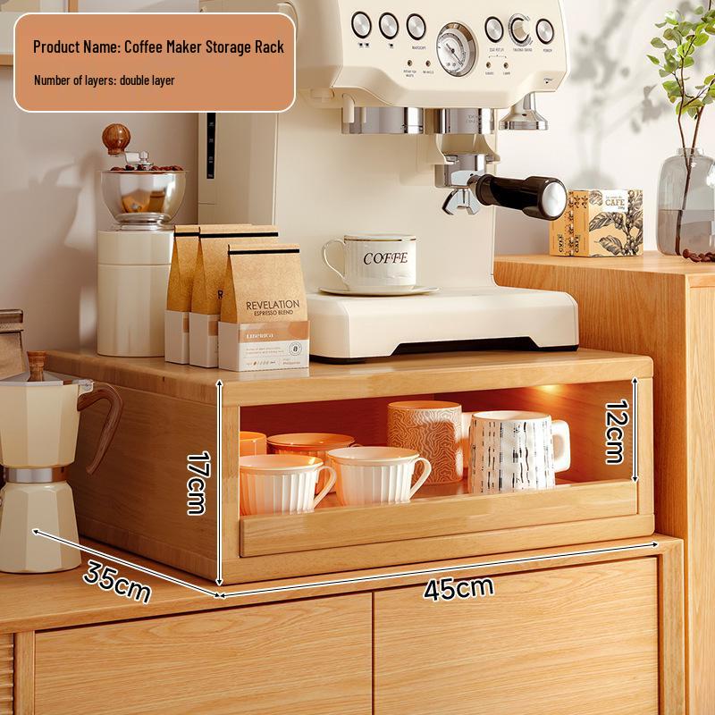 Solid Wood Dining Table Cup Holder & Storage Rack for Mugs, Coffee & Tea Cups