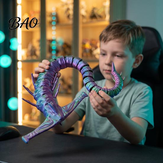 Customizable Pose Toy 3D Printed Sea Monster Toy, Multi-Joint Articulated Figure, Flexible Mythical Deep Creature Posable Desktop Ornament Fidget