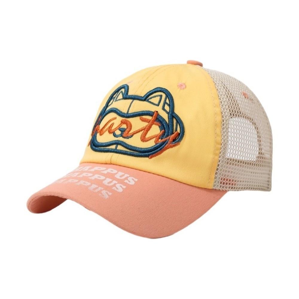 Outdoor Breathable Mesh Baseball Cap Retro Style Letter Embroidery Duckbill Cap Versatile Design Trucker Cap Unisex Wear