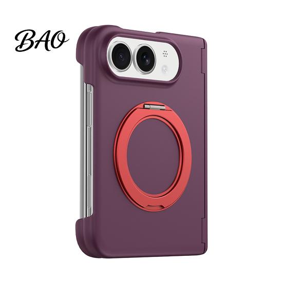 Drop Resistant Phone Accessory Magnetic Folding Case for IPhoneDuo, Hands Free Viewing with 360 Degree Protective Cover Rotating Ring Stand,