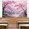 2D Romantic Sakura Garden Backdrop Cherry Blossom Lake Photo Background