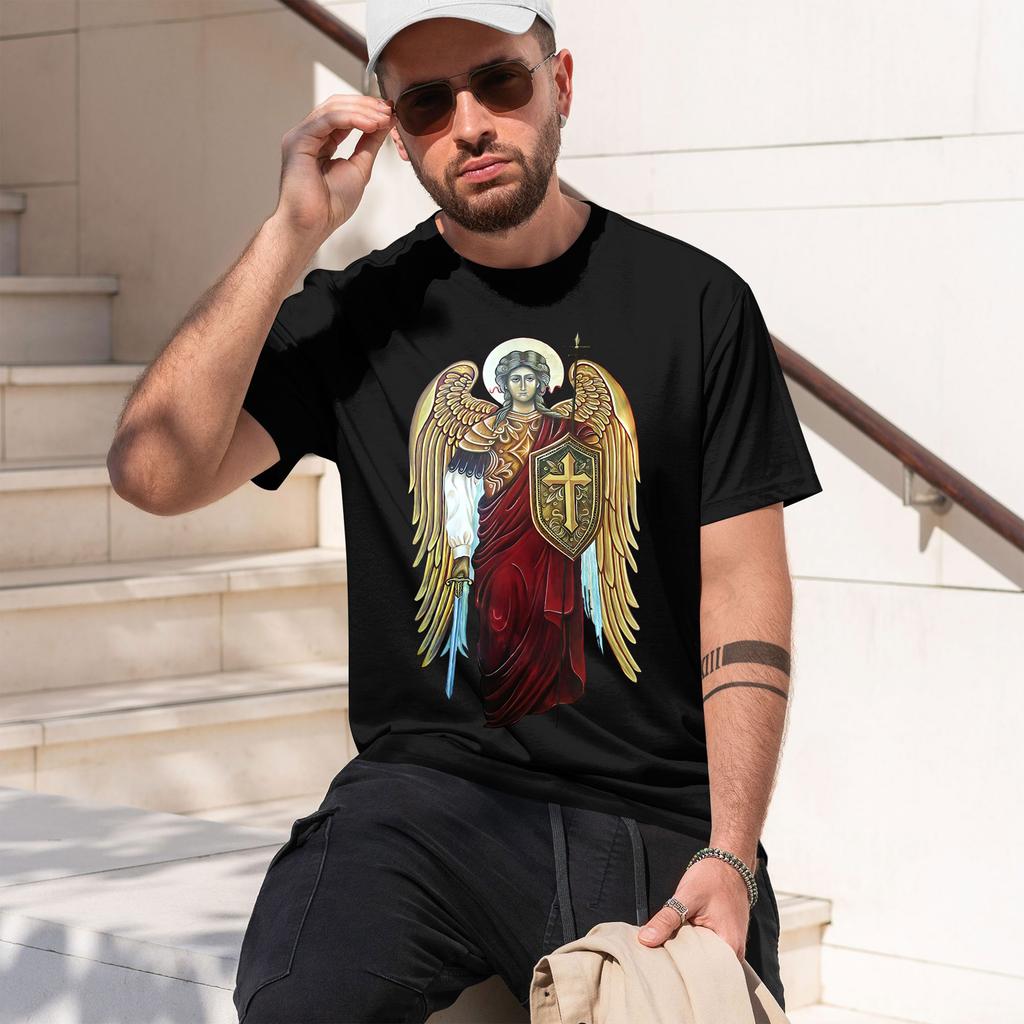 2026 Summer Vintage Golden Wing Saint Angel Religious Grunge Tee Loose Fit Unisex High Street Heavy Cotton Tshirt