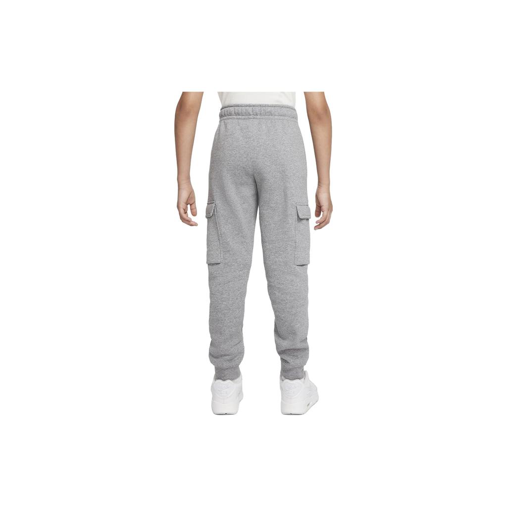 Nike Sportswear Club Logo Embroidered Cuffed Loose Knit Joggers Kids bottoms Smoke-Gray CQ4298-091