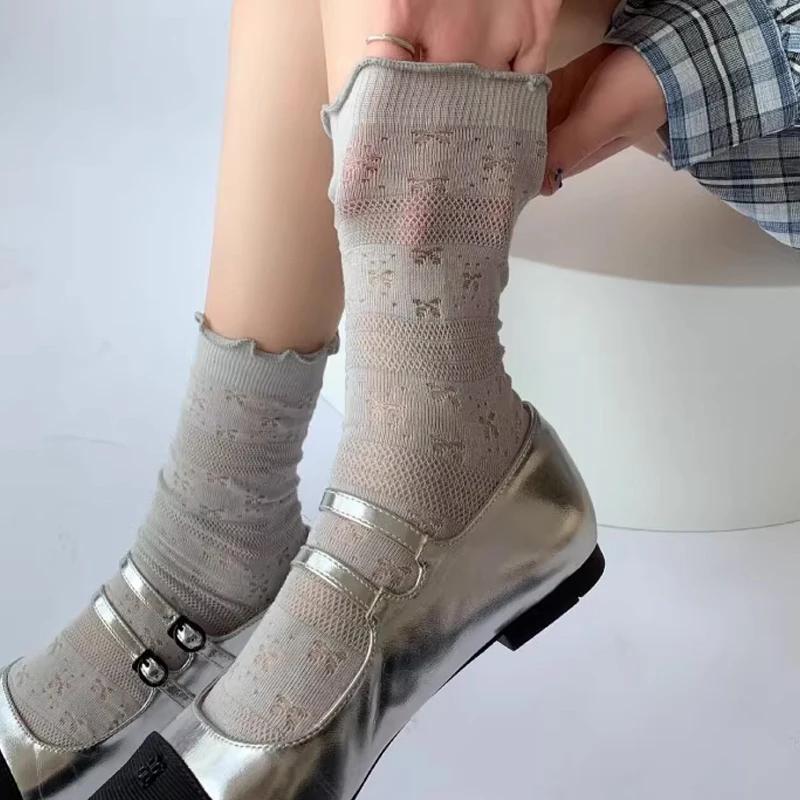 Socks For Women Thin Summer New Candy Color Hollow Out Breathable Loose Sock Women's Casual Basic Sweet Girls Fashion Long Socks