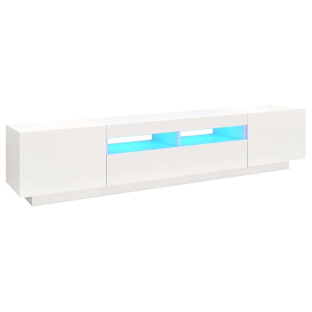vidaXL TV Cabinet with LED Lights White 200x35x40 Cm