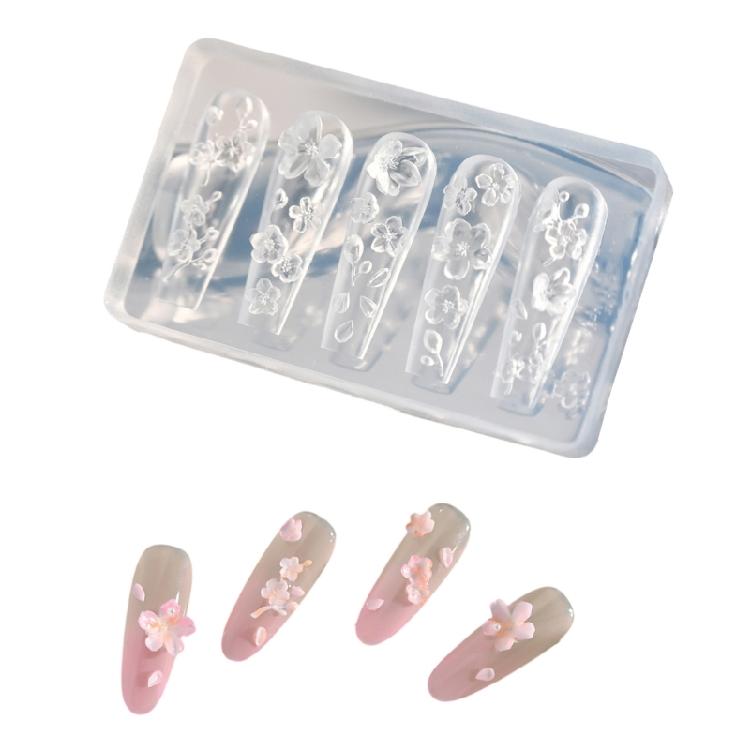 Silicone Nail Art Molds Unique Embossed Nail Accessories Molds Jewelry Supplies Nail Embossing Tool for Women Girls 1