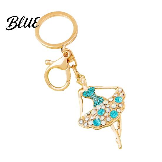 Sparkling Keychain Ballerina Rhinestones Ballet Dancer Key Ring for Women
