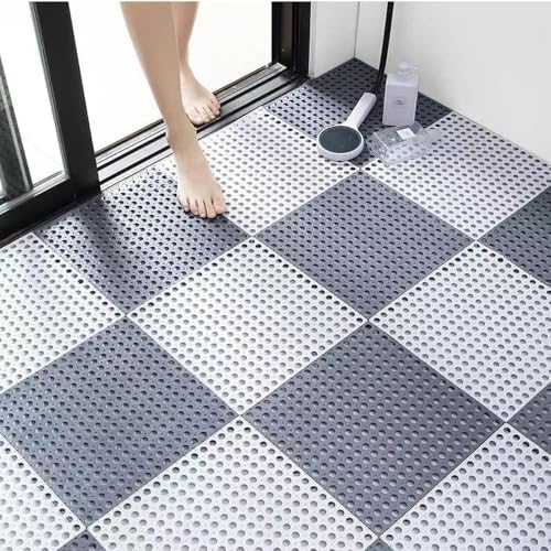 Oulou Non-Slip Bath Mats, Large Bathroom Floor Mats, Anti-Slip Floor Mats, Washing Area Mats, DIY Bath Mats, Antibacterial, Quick-Drying, Odorless, Fa