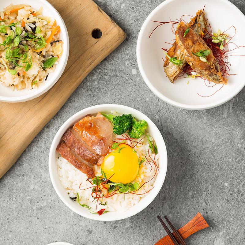 High-End Ceramic Rice Bowl Underglaze Color Home Dining Bowl New Relief Bowl Breakfast Bowl Restaurant Hotel