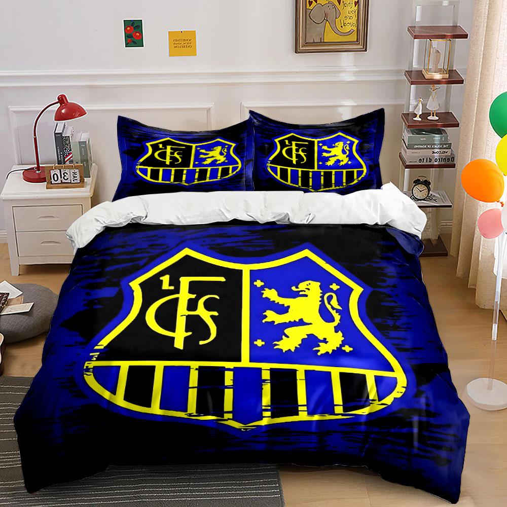 Blue and Yellow Lion Crest Design Print Bedding Set Duvet Cover Pillowcases (1* Duvet Cover 2* Pillowcases Do Not Include Comforter)
