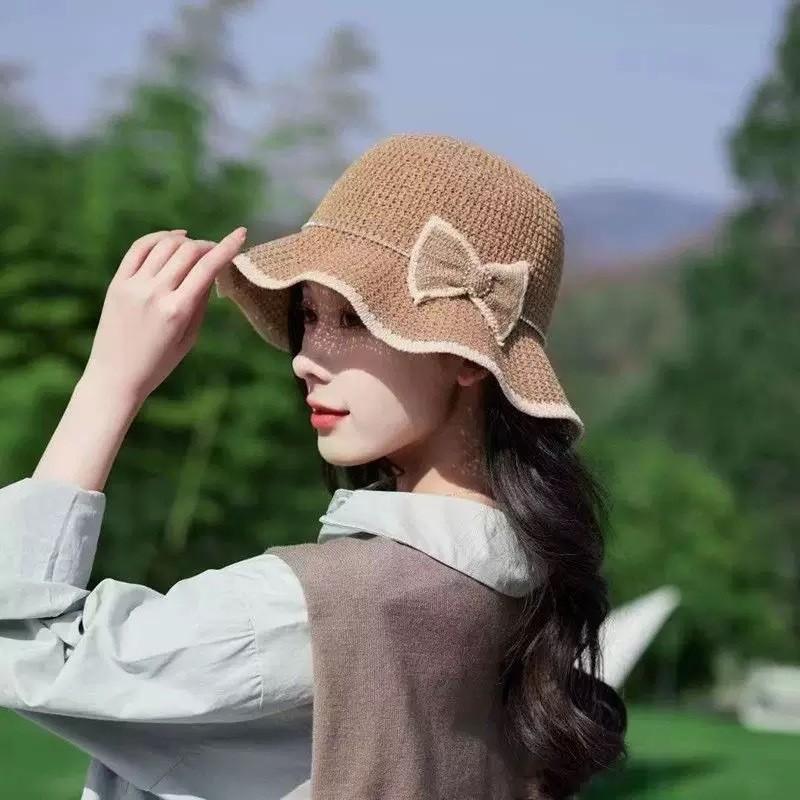 Summer Outdoor Sun Hat For Women With Wide Brim Foldable Breathable Polyester Sun Protection