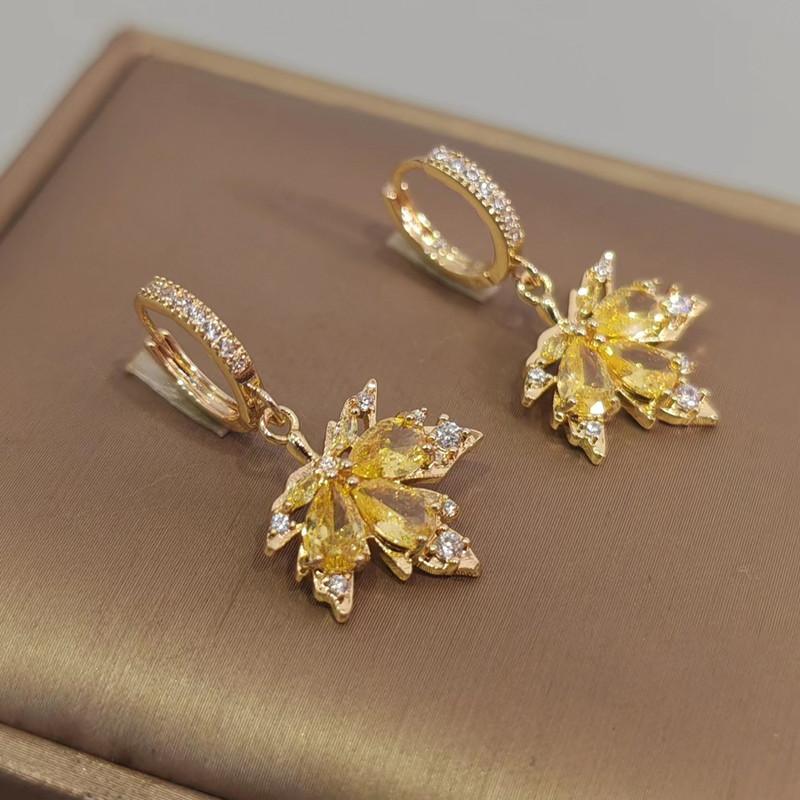 Gelbe Ahornblatt-Ohrringe für Frauen, 2023, neue Mode, Hochzeit, Verlobung, Party, Schmuck, Zubehör