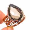 Natural Smoky Quartz Gemstone Two Tone 925 Sterling Silver Gift Ring S.9.5 S1Z47