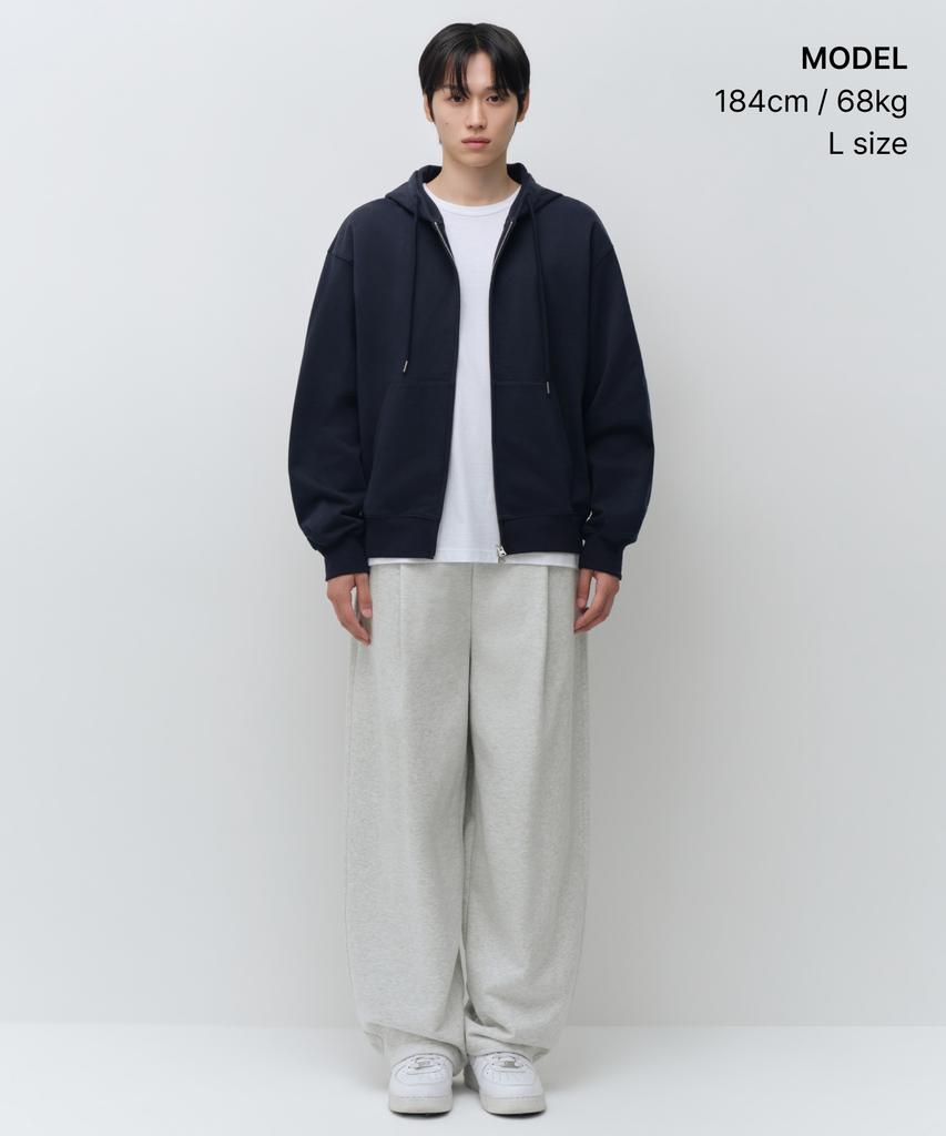 MUSINSA STANDARD One-Pleat Wide Lounge Sweatpants [Melange Light Gray]