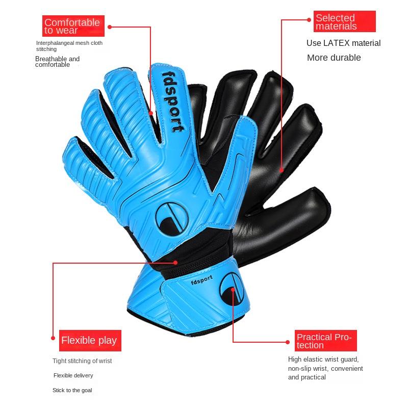 High Quality Kids Men Goalkeeper Gloves Thick Latex Soccer Finger Protective Gloves Football Goalie Keepers Kit