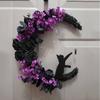 Port of Love Halloween Cat Moon Wreath - Crescent Vine Door & Wall Decor