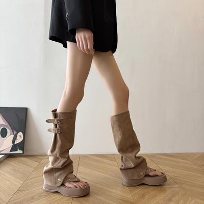 Spring and Autumn New Open Toe Women's Boots 2025 Outdoor Creative Women's Short Boots Korean Design Women's Sandals
