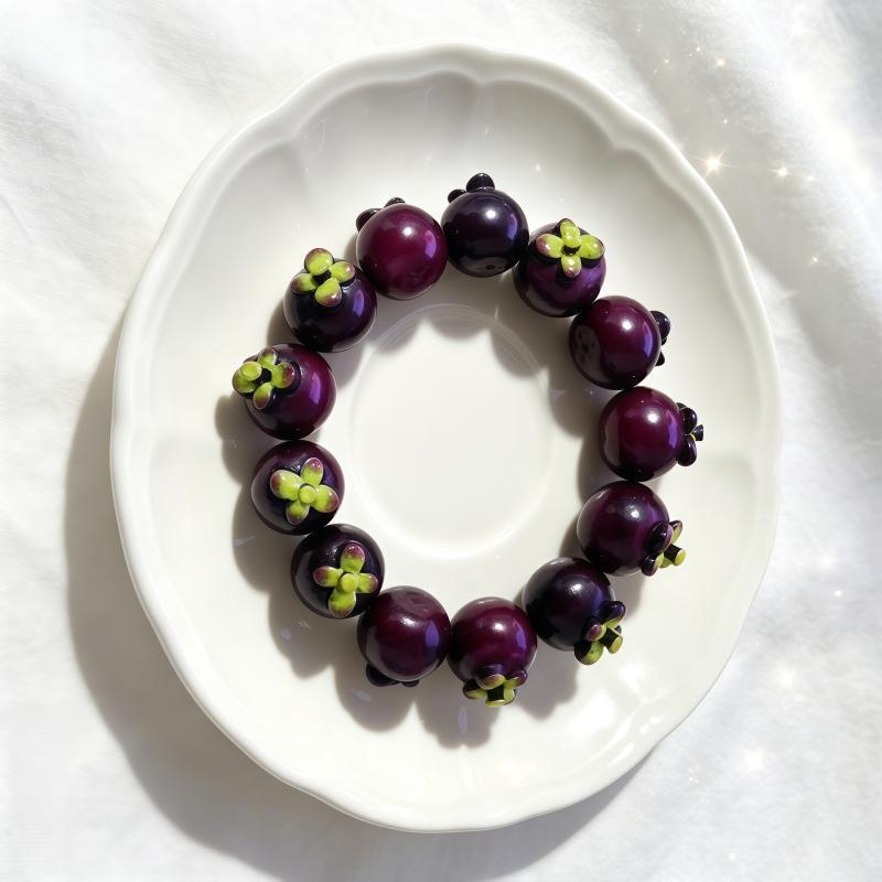 3D Simulation Fruit Beaded Bracelet Resin Pear Charms Adjustable Chain For Teen Girls Daily Party Wear Jewelry Accessories