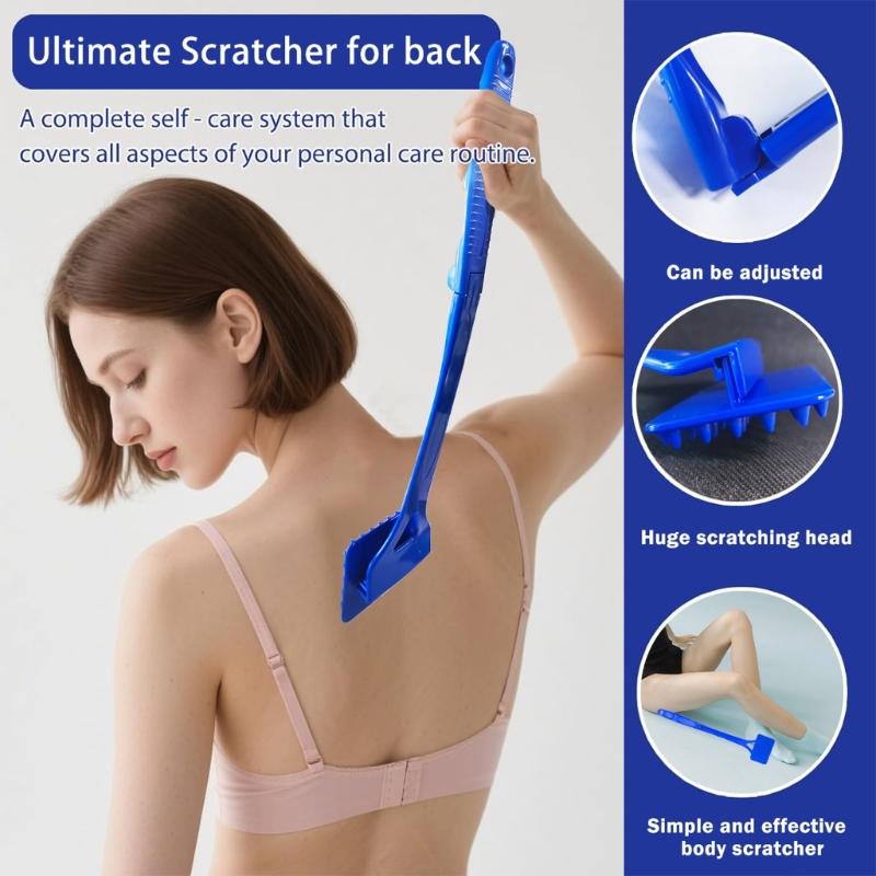 Extendable Collapsible Back Massage Multipurpose Body Scratcher For Humans Pets Gentle Bristles Ergonomic Handle