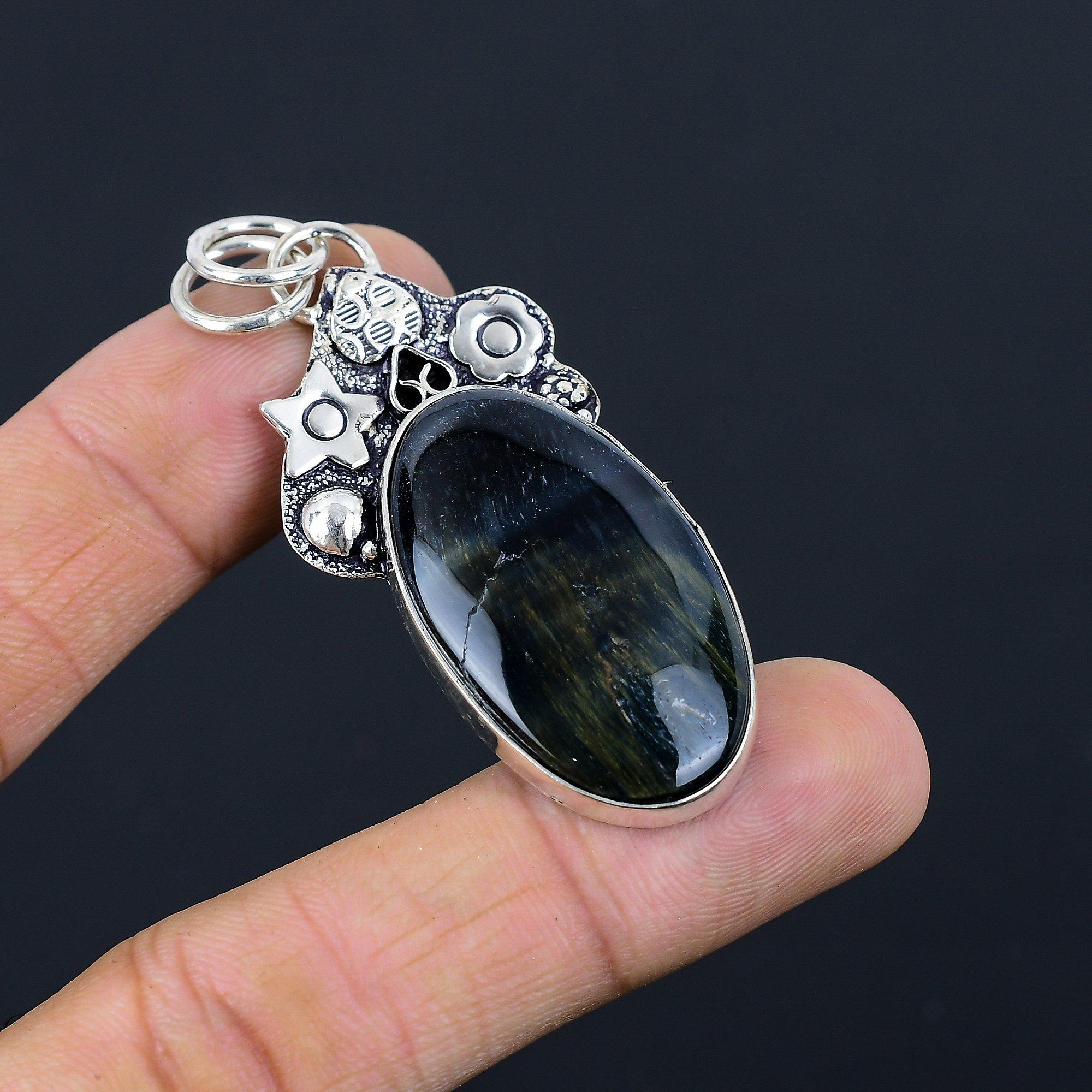 

Friendship Day Deal 925 Silver Oval Nellite Gemstone Bezel Birthday Wife Pendant