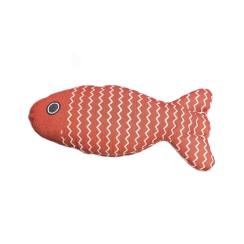Striped Linen Wave Fish Cat Toy Boredom Buster For Kittens And Adults Indoor Playtime Gift For Cat Lovers Cozy Living Room