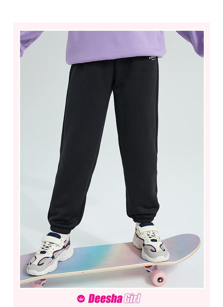 Girls' Plush Warm Elastic Sports Style Winter Pants