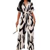Spring and summer new European and American women's clothing full-body printed wide-leg jumpsuit