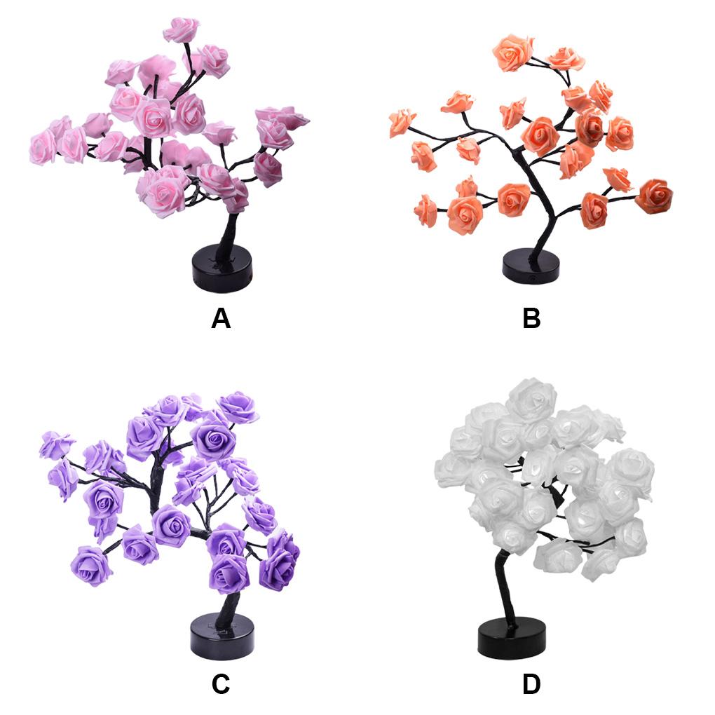 Rose Tree Nightlight Battery Operated Touch Control Table Light Holiday Birthday Lamp Bathroom Lighted Decor Aesthetic