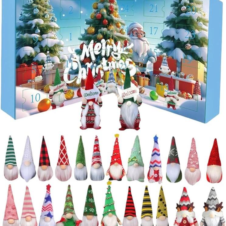 

24 Days Gonk Gnome Advent Calendar 2025 with Daily Christmas Plush Gnome Figures, Xmas Countdown Calendar Tree Home Party Decorations E