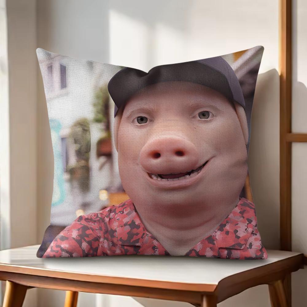 

John Pork is Calling Answer Call Cushion Cover Natural Linen Organic Fabric DoubleSided Printing Couch Pillow Covers Home Decor 30x30cm