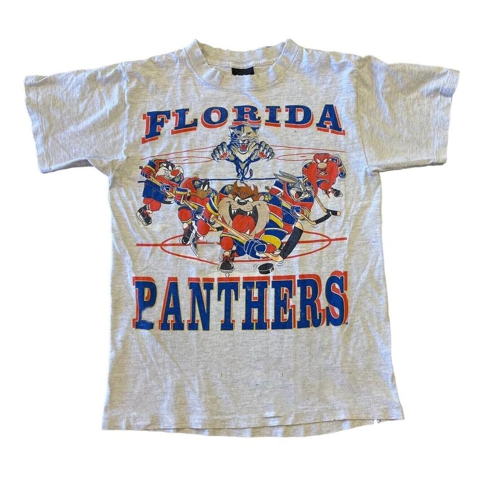 Florida Panthers Looney Tunes Gray short sleeve  NHL Reprint S-5XL Unisex T-Shirt XL