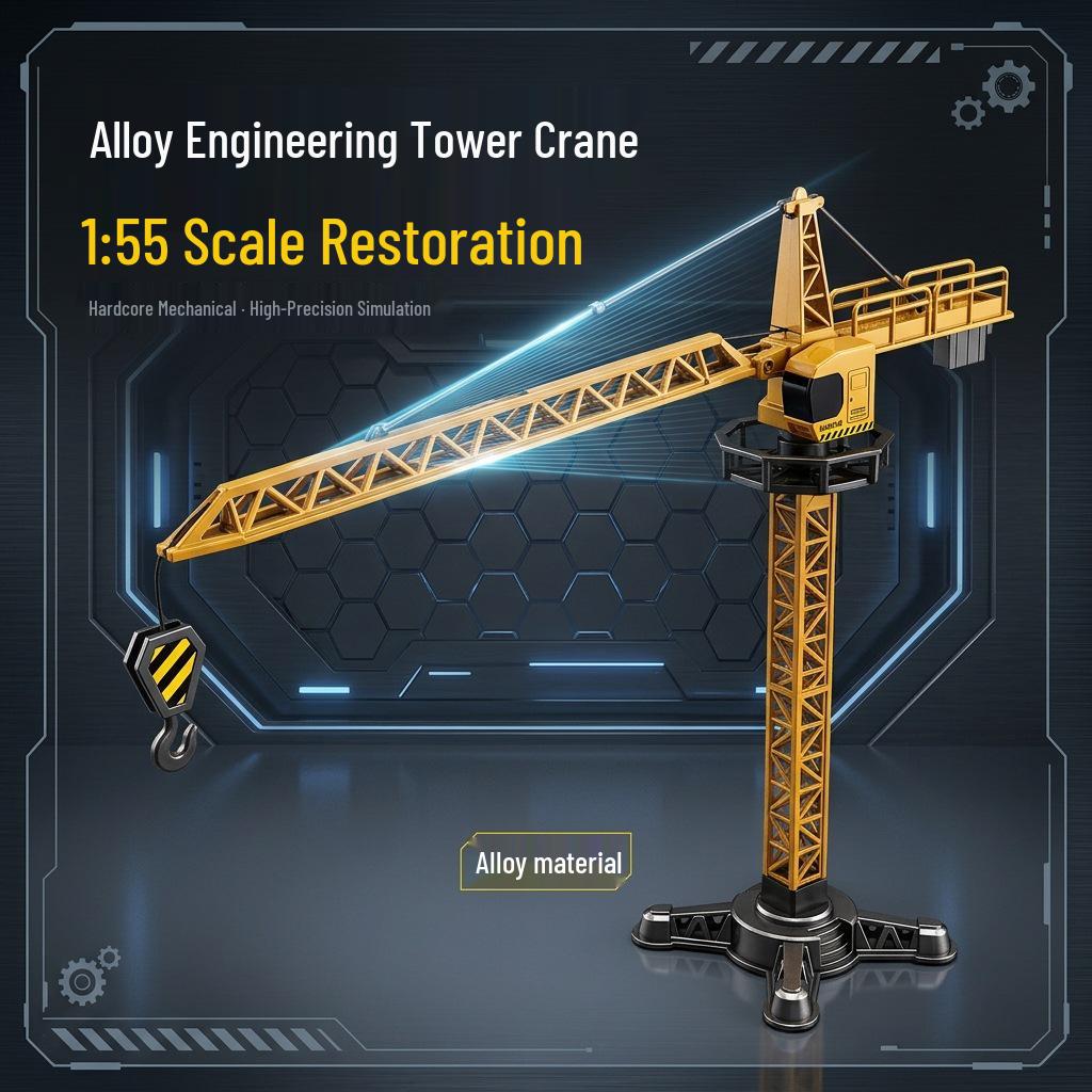 Large Alloy Tower Crane Children's Simulation Excavator Model
