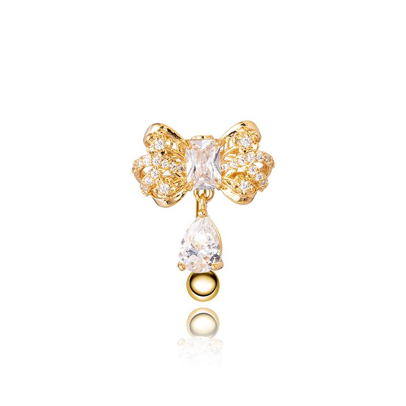 Anneaux de nombril en forme de cœur avec nœud et zircon, piercing de nombril avec pompons en strass, barre de nombril pour femmes, bijoux de corps